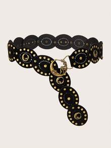 1pc Bohemian Style Brown Patchwork Vintage Metal Waist Belt, Suitable For Women, Perfect For Dresses, Jeans, Music Festivals And Casual Outfits - Brown Patchwork Belt - View 23