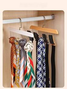 1 chiếc giá treo quần áo bằng gỗ hình sóng 8 móc, đa chức năng, có thể treo khăn quàng cổ, cà vạt, thắt lưng, áo hai dây và áo lót, giải pháp lưu trữ tiết kiệm không gian cho phòng ngủ và tủ quần áo. - Nhiều màu - Xem 9