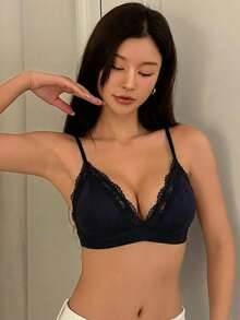 DAZY 1件女士性感蕾丝睫毛装饰内衣文胸 - 黑色 - 查看 4