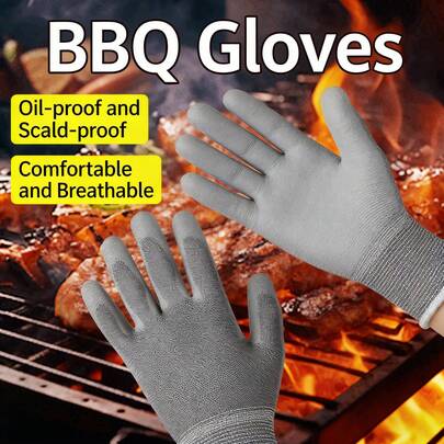 1 pieza Guantes de cocina resistentes al calor, antideslizantes y a prueba de aceite para barbacoa