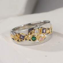 Elegant Geometric Zirconia Floral Ring, Suitable For Daily Wear And Formal Occasions - Silver - View 10
