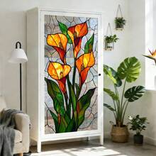 1/5 piezas Película Estática para Ventana con Patrón Floral Colorido, Pegatina de Vidrio Privado Iridiscente, Calcomanía Decorativa Removible que Bloquea la Luz, Adecuada para el Hogar y la Oficina - multicolor - Ver 4