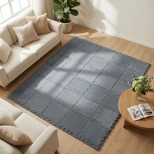 36 piezas Alfombra de parche de peluche, Alfombra suave y linda para el lado de la cama, Alfombra de espuma rompecabezas, Cojín de ventana cuadrado, Decorativo para sala de estar, dormitorio, tatami, sala de juegos, 30 x 30 cm, Alfombra lavable y recortable para todas las estaciones - Multicolor - Ver 20