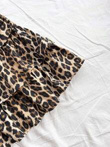 Minifalda escalonada con volantes y estampado de leopardo para mujer: versátil para combinar con diversos tops; perfecta para el uso diario, fiestas o vacaciones. - Multicolor - Ver 7