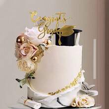 1pc/3pcs/5pcs Acrylic Graduation Cake Topper, Suitable For University Graduation Celebration Cake Decor - Multicolor - View 3