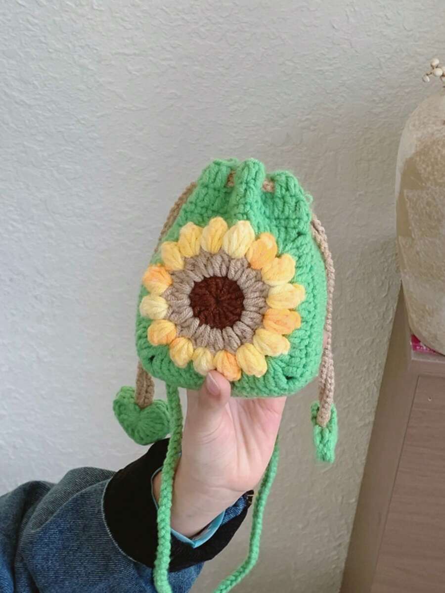 High Quality Fashionable Versatile Portable Shoulder Crossbody Bag, Cute Crocheted Mini Handbag - Multicolor - View 1