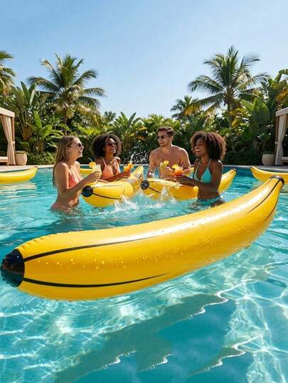 1pc Inflatable Giant Banana Balloon, PVC Material, Oversized Banana Shape Inflatable Decor, Outdoor Pool Beach Party Fun Decoration Prop, Suitable For Adults, Camping Picnic Party, Interesting Photo Prop, Lightweight Easy To Inflate And Deflate, Foldable Design