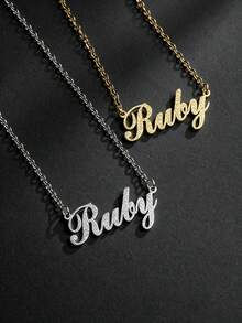 Personalized Fashionable Versatile Elegant Letter Customized Necklace, Gift For Friends, Lovers, Family, Birthday, Daily Wear, Anniversary, Party, Holiday - Silver Frosted - View 5