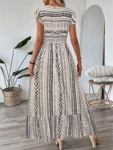 Vestido largo casual y retro para vacaciones, con cintura ceñida, para atuendo diario de primavera/verano, vestidos camiseros para mujer, casual - Multicolor 3 - Ver 4