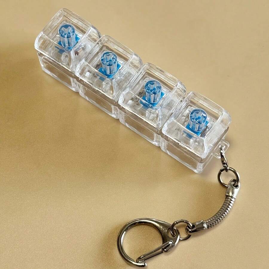 4-In-1 Mechanical Keyboard Style Button Keychain, Stress Relief Design, Lobster Clasp Design, Bag Charm, Ideal Gift For Men And Women - Multicolor - View 1