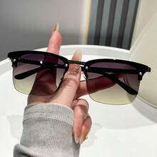 Kính thời trang gọng lửng nửa vành kiểu cổ điển mới, kính mắt thời trang retro dành cho nam giới. - Nhiều màu - Xem 5