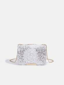 1pc Girls' New Lace Flower Fashion Sequin Crossbody Bag, Stylish Sequins Shoulder Bag, Evening Clutch, Chain Bag, Lipstick Pouch, Coin Purse, Wallet, Suitable For Daily, Party, Travel, Ideal Gift - Multicolor - View 22