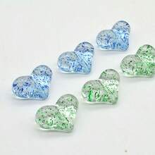 Hạt cườm hình trái tim lấp lánh trong suốt bằng acrylic, hạt cườm hình trái tim chứa kim tuyến trong suốt, nguyên liệu tự làm trang sức cho vòng tay/dây buộc tóc/móc khóa. - Nhiều màu - Xem 4