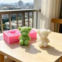 1件 DIY 3D 卡通熊烘焙模具，熊生日裝飾矽膠模具，適用於石膏、樹脂、擴香石、裝飾品 - 動物 - 查看 3