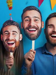 1/3/5/10/20pcs Custom Personalized Photo And Portrait Masks: Custom-Cut Masks, Antler Party Masks, Fun Birthday Masks, And Exclusive Masks For Groomsmen And Bridesmaids. These Wedding Party-Themed Photo Masks... - Multicolor - View 4