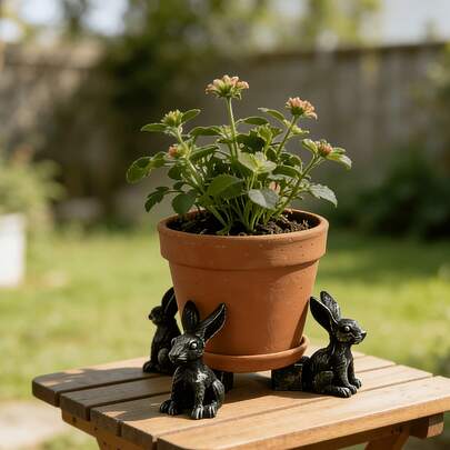 1/3pcs Rabbit Shaped Plant Stand, Size 4.9x5.8cm Retro Pastoral Resin Flower Pot Holder, Cute Animal Planter Stand For Stable Support And Improved Drainage, Desktop Decor For Indoor/Outdoor, Spring Easter Mother's Day Garden Decoration Gift