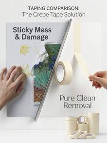 Masking Tape, Universal Beige Paint Tape, Suitable For Home, Office, School Supplies, DIY Art, Crafts, Labeling. High-Performance Masking Tape Is An Excellent Tool For Wall Painting, Decoration, Marking, Covering And More. - White - View 5