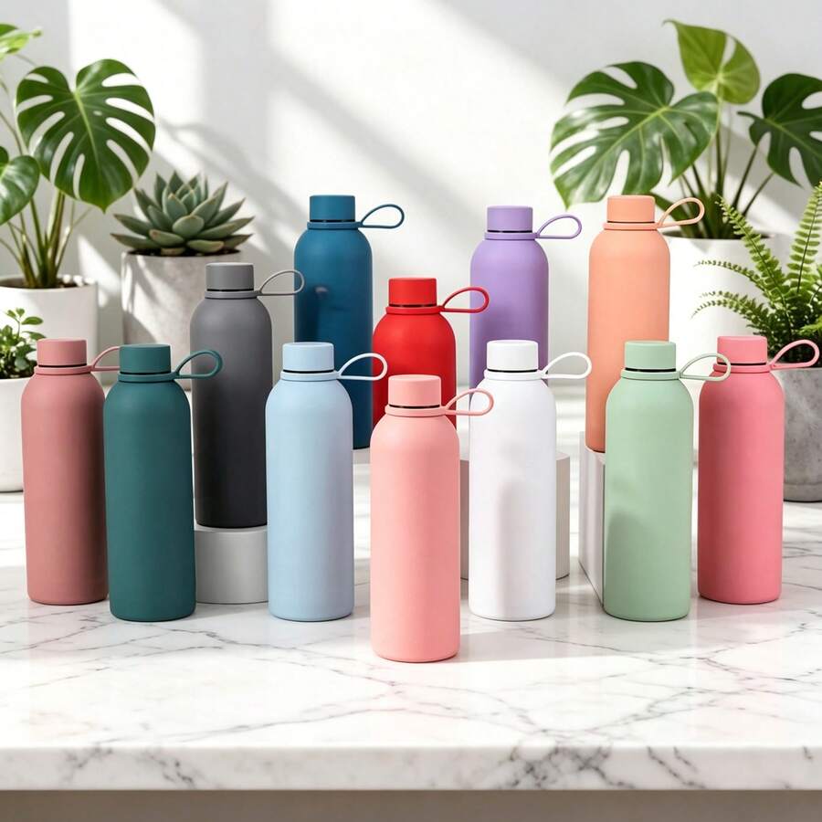 500ml Stainless Steel Large Capacity Matte Finish Minimalist Insulated Water Bottle, Non-Slip Design Easy To Clean, Combining Aesthetics And Practicality, Suitable For High-Quality Enthusiasts, Office Workers And Students - Multicolor - View 1