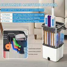 Mop And Bucket Set With Wringer,Separate Clean Dirty Water, Self Wringing Microfiber Dust Flat Mop For Hardwood Floors, Kitchen, Wall Cleaner -With 4 Washable Microfiber Pads - Bộ chổi lau nhà và xô (bao gồm 4 miếng lau nhà) - Xem 3