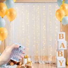 1pc Indoor LED Curtain String Light With 8 Lighting Modes, Battery Powered Atmosphere Lamp For Holiday, Wedding, Birthday Party, Bedroom Window Decor (Batteries Not Included) - AA Battery Box Curtain Light - View 2