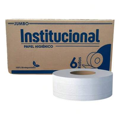 Papel Higiénico Institucional, 6 Rollos, Resistente y Absorbente, Ideal para Oficinas y Hogares