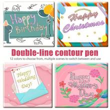 48/36/24/12/8 Pack Colorful Glitter Marker Pens Double Line Outline Pens, Metallic Glitter Marker Pens, Marker Pens, Marker Pens, Double Line Pens, Drawing Pens , Can Be Used To Draw On Any Object Suitable For School And Home Drawing, Doodling, Art Crafts, Gift Card Coloring Holiday Gifts Back To School - Sets - View 9