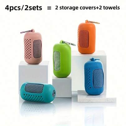(2 vỏ bọc bảo quản + 2 khăn) Vỏ bọc bảo quản bằng silicon và khăn làm mát, khăn đá siêu mềm bằng sợi microfiber, khăn đá thoáng khí dùng cho thể thao, yoga và du lịch, khăn thể thao siêu thấm hút dành cho nam và nữ, thể thao ngoài trời, thể dục, yoga, phòng tắm, phòng tập thể dục, chạy bộ, đạp xe, tennis, lau mồ hôi, vật dụng cần thiết cho thể thao ngoài trời, phụ kiện thể dục yoga.