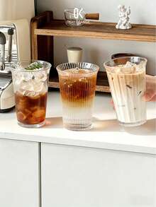 470ml Ins Style Large Capacity Transparent Glass Cup, American Latte Coffee Cup, Beverage Cup, Bubble Fruit Juice Cup, Summer Essential Home Gift - Clear - View 2