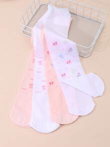 Bộ 4 chiếc quần tất mỏng in họa tiết cho bé gái, chống nắng UPF 50+, quần tất chống xước cho bé sơ sinh, thích hợp cho khiêu vũ. - Nhiều màu - Xem 3
