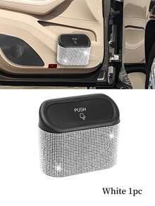 3pcs/2pcs/1pc Set A With Lid Rhinestone Car Trash Can, Leak-Proof Press-Type Trash Can & Car Door Clip, Leak-Proof Car Trash Can With 30 Included Trash Bags, Glossy Car Interior Storage Decorative Accessory - Style a - View 17