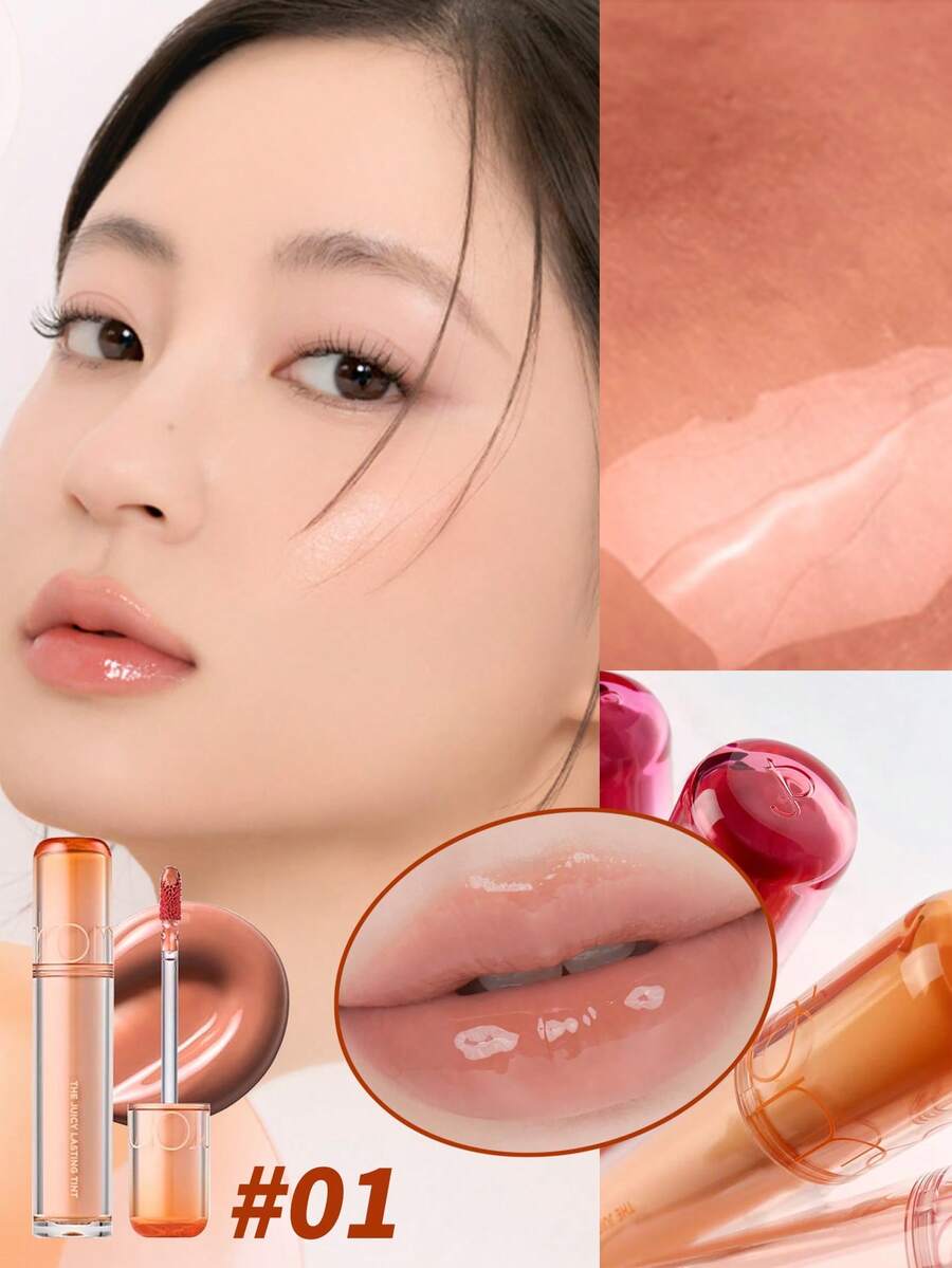 Rom&Nd 1入 3.5g Juicy Lip Tint 01 Pomelo Peel，保濕不乾澀長效橘色唇釉，適合日常工作約會，清透玻璃唇妝唇部化妝品 - 這果汁唇釉 01 柚子皮 - 查看 1