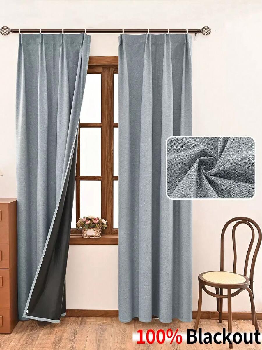 1 tấm vải rèm cách nhiệt cản sáng - 99% polyester chống tia UV, kiểu treo có túi luồn thanh rèm, dệt trơn không tẩy trắng, họa tiết nghệ thuật phòng ngủ, lớp phủ cách nhiệt cản sáng, giảm tiếng ồn - Lý tưởng cho phòng ngủ, nhà nông thôn và trường học giúp ngủ ngon (Trọng lượng vải 280g) - Nhiều màu - Xem 1