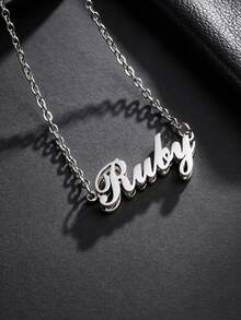 Personalized Fashionable Versatile Elegant Letter Customized Necklace, Gift For Friends, Lovers, Family, Birthday, Daily Wear, Anniversary, Party, Holiday - Silver Double Layer - View 5
