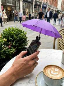 Mini Portable Sunshade Umbrella, Provides UV Protection, Foldable Phone Sunshade Umbrella, Suitable For Delivery Riders, Motorcycle Enthusiasts, Outdoor Travelers, Cyclists, Beach Anglers. Compact Portable Sunshade Umbrella, Travel Essential With Phone Holder Accessory - A - View 7