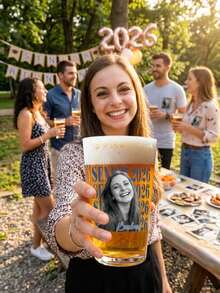 1pc Customizable Name And Text Beer Mug, Personalized Beer Mug, Engraved 16oz/22oz (473ml/650ml) Clear Beer Mug, Graduation Season Gift, Perfect For Graduation Party, Game Night, Birthday Party, Great Gift For Friends, Boyfriend, Girlfriend, Family, Fashionable Design Glass Cup, Customized Beer Mug - Multicolor - View 3