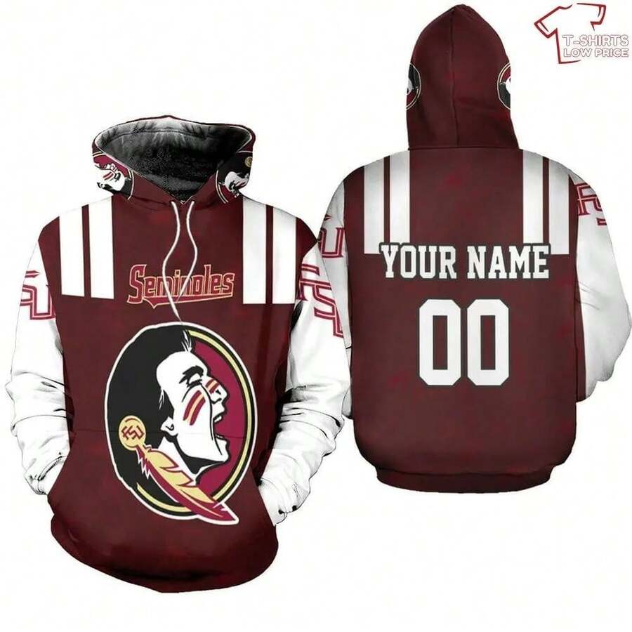 N-CAA Florida State Seminoles Garnet White 3D Hoodie. - Multicolor - View 1