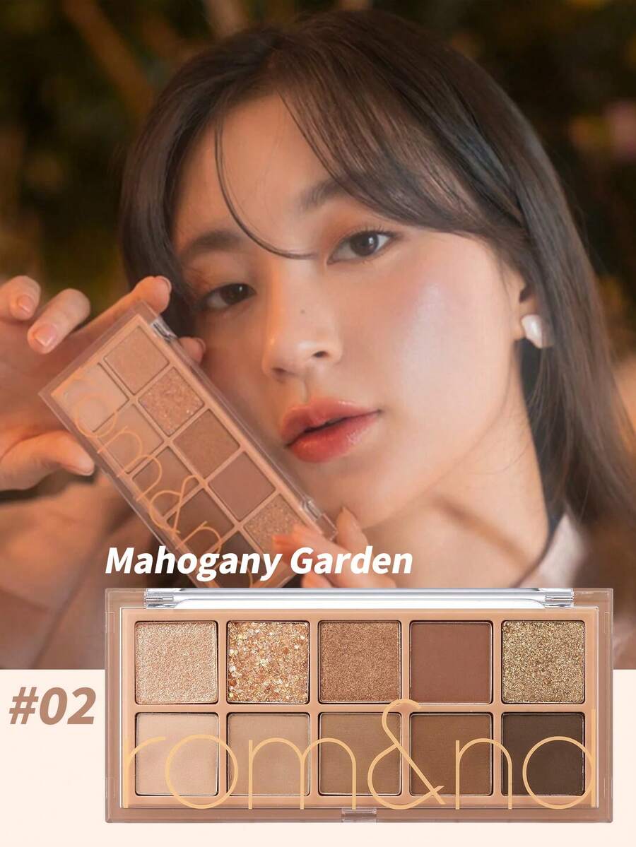 Rom&Nd 1盒 7.5g Better Than Palette #02 Mahogany Garden 眼影盤,復古紅棕色疊層色調,百搭日常秋季眼妝 - 新02 桃花心木花園 - 查看 1