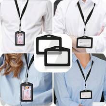 1 Set (Lanyard + Card Holder) Black Versatile Double-Sided Transparent ID Card Holder, Detachable Black Lanyard, Fashionable Vertical PU ID Badge Holder, Suitable For Doctors, Nurses, Teachers, Social Workers, Youth, Office Workers, Interns, Drivers, Office Daily Use, Holiday Gift - Classic - View 10