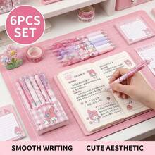 SANRIO 【三丽鸥系列畅销款】6支/1支随机三丽鸥可爱圆珠笔套装，粉色按动式圆珠笔，适用于办公用品、计划本、日记本、书写和备忘录，书写流畅美观的文具套装 - 多色 - 查看 4