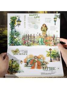(6 Assorted Designs) 1 Pack Of 15pcs Vintage Aesthetic Lamp Post Stickers, Creative Decorative Scrapbooking Stickers, DIY Craft Materials, Holiday Gifts, Personalized Scrapbook School Supplies Scrapbook Supplies - Streetlights at the Street Corner - View 7
