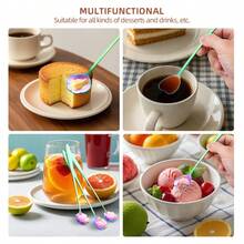 1/4件套不锈钢勺子套装,创意花卉设计,厨房用具,冰茶勺,冰咖啡勺,饮料搅拌勺,冰淇淋勺,鸡尾酒搅拌棒,长柄勺,甜点勺,多种颜色可选,尺寸:17.5厘米(6.88英寸)* 2.8厘米(1.1英寸),适用于餐桌、旅行、厨房、户外派对、下午茶、夏季饮品活动、海滩饮品、婚礼派对、结婚纪念日、母亲节礼物、派对礼品、蛋糕、冰淇淋、甜点派对等场合。 - 查看 6