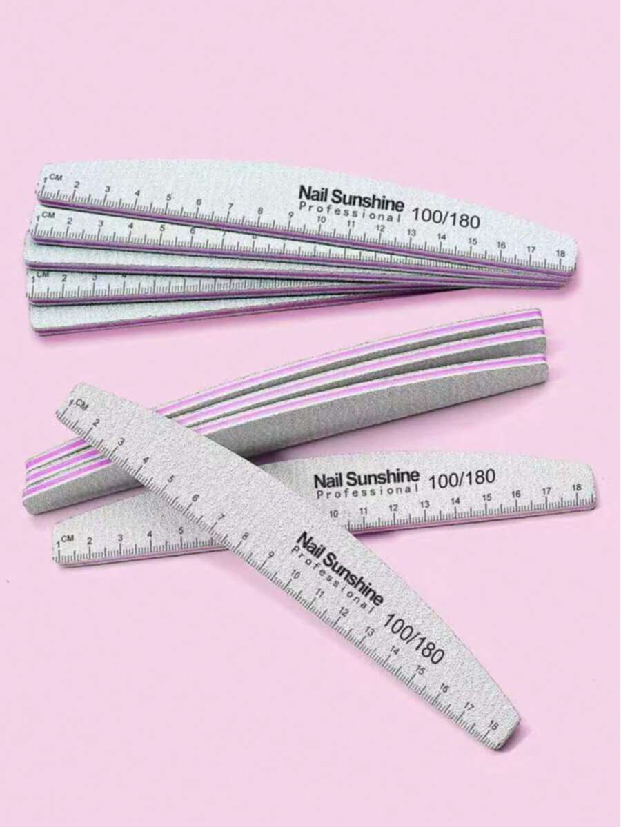 5 chiếc dũa móng tay chuyên nghiệp hình lưỡi liềm, độ nhám 100/180. - Xám - Xem 1