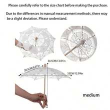 1pc/Set Mini Lace Umbrella, Wedding Photography Prop, Solid Color Lace Woven Dance Umbrella, Palace Style Decorative Umbrella - Multicolor - View 10