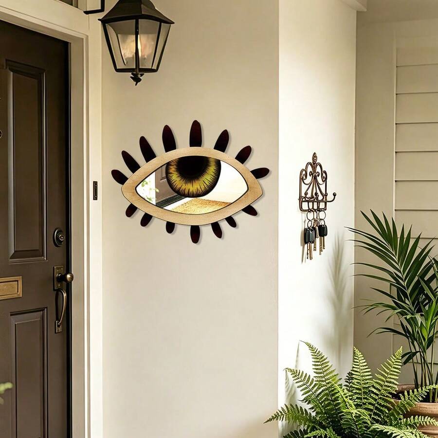Espejo de madera estilo bohemio, adhesivo de espejo acrílico para decoración de pared del hogar - Ojo - Ver 1