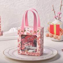 5pcs/Set Cherry Blossom Pattern Gift Boxes - Packaging Boxes - See-Through Window Gift Boxes - Candy Gift Boxes, Suitable For Birthday Parties, Weddings, Celebrations, Team Building And Other Party Favors - Multicolor - View 5