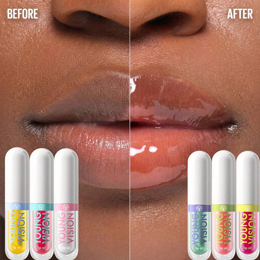 YOUNG VISION 6-Piece Summer Cool Colored Fruit-Flavored Lip Oil, Lip Gloss, Pearlescent Fine Sparkle, Mint Moisturizing And Nourishing, Plump Lips, Lip Gloss, Lip Moisturizing Essence, Lip Care, Lip Makeup Set Lip Makeup And Care Set, Lip Base Lipstick, Daily Home, Commuting, Holiday Lip Oil, Lip Gloss