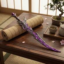 8.6/11.6inch 22cm Zinc Alloy Purple Katana Action Figure  Unsharpened Sword Mini Blade Real Prop Accessories Japanese Katana Key Original Samurai Sabre Medieval Sabre  Knife Figurine Model Anime Accessories Prop Gift - 紫色 - 查看 1