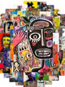 50pcs Abstract Art Graffiti Stickers, Funny Style Rectangular Poster Stickers, Waterproof PVC Material, Suitable For Helmet Decoration, Envelope Stickers, Car Decoration, Party Decoration, Label Stickers, Self-Adhesive Stickers, Applicable To Scrapbooks, Laptops, Luggage, Guitars, Water Bottles, Phone Cases, Fashion Decoration - 50件 - 查看 4