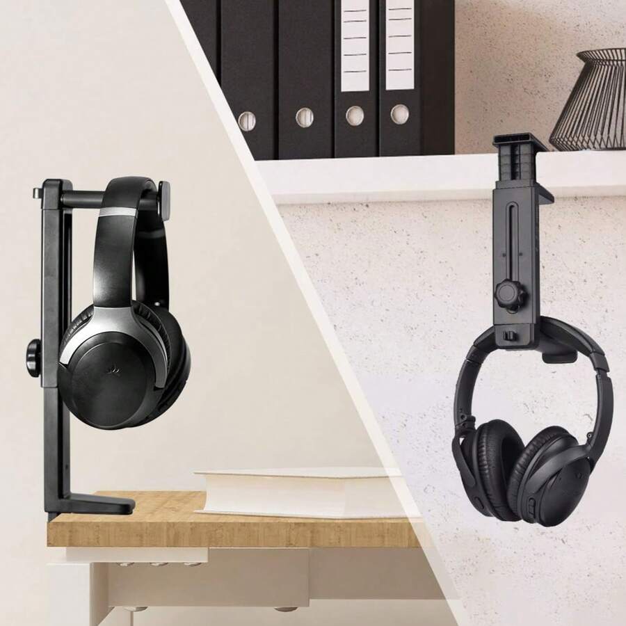2-In-1 Gaming Headphone Stand & Desk Hanger, Adjustable Height Rotating Headset Holder, Clamp-On Over & Under Desk Mount With Cable Organizer Clip For Gaming, Office And Home - Multicolor - View 1
