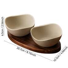 1 Set Piring Snack Keramik Rustic dengan Baki Kayu Rosewood, Piring Serbaguna 2/3/4 Kompartemen untuk Buah Kering dan Kacang, Piring Pembatas Kreatif untuk Menyajikan Buah Iris, Cocok untuk Rumah, Restoran, Pesta - Tembikar+coklat - View 11